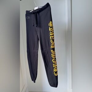 Chrome Hearts black sweatpants yellow logos